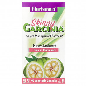 Bluebonnet Nutrition, Формула для контроля веса Skinny Garcinia, 90 растительных капсул - описание | фото