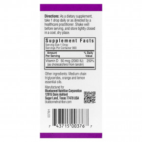 Bluebonnet Nutrition, жидкий витамин D3 в каплях, цитрус, 50 мкг (2000 МЕ), 30 мл (1 жидк. унция) в Москве - eco-herb.ru | фото