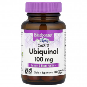 Bluebonnet Nutrition, коэнзим Q10, убихинол, 100 мг, 30 вегетарианских капсул - описание | фото