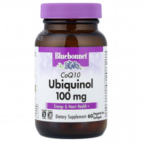 Bluebonnet Nutrition, коэнзим Q10, убихинол, 100 мг, 60 вегетарианских капсул - описание | фото