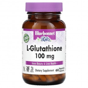 Bluebonnet Nutrition, L-глутатион, 100 мг, 60 растительных капсул в Москве - eco-herb.ru | фото