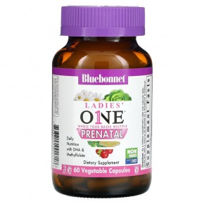 Bluebonnet Nutrition, Ladies' ONE, мультивитаминная добавка на основе цельных продуктов, для беременных, 60 растительных капсул в Москве - eco-herb.ru | фото
