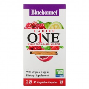 Bluebonnet Nutrition, Ladies 'ONE, комплекс на основе цельных продуктов, 90 растительных капсул - описание