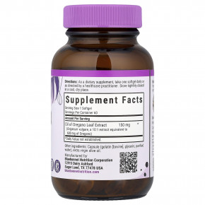 Bluebonnet Nutrition, масло орегано, экстракт листьев, 60 капсул (150 мг в каждой) в Москве - eco-herb.ru | фото