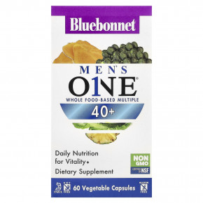 Bluebonnet Nutrition, Men's ONE® 40+, комплекс из цельных продуктов, 60 растительных капсул - описание | фото