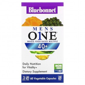 Bluebonnet Nutrition, Men's ONE, мультивитаминная добавка на основе цельных продуктов, для мужчин старше 40 лет, 60 растительных капсул в Москве - eco-herb.ru | фото