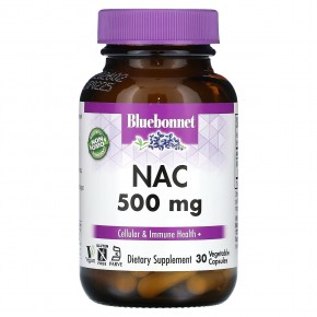 Bluebonnet Nutrition, NAC, 500 mg, 30 Vegetable Capsule в Москве - eco-herb.ru | фото