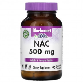 Bluebonnet Nutrition, NAC, 500 мг, 90 растительных капсул - описание