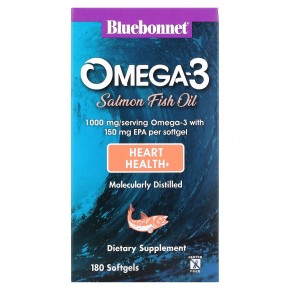 Bluebonnet Nutrition, Натуральный омега-3 жир лосося, 1000 мг, 180 мягких капсул в Москве - eco-herb.ru | фото