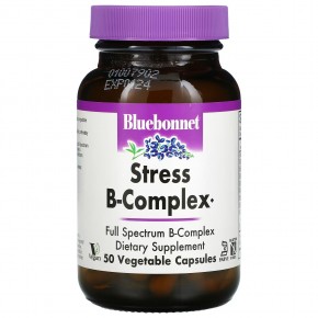 Bluebonnet Nutrition, Stress B-комплекс, 50 растительных капсул - описание