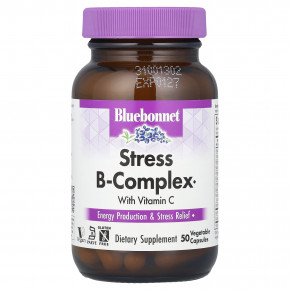 Bluebonnet Nutrition, Stress B-комплекс с витамином C, 50 растительных капсул - описание | фото