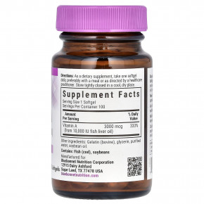 Bluebonnet Nutrition, Витамин A, 3000 мкг (10 000 МЕ), 100 мягких таблеток в Москве - eco-herb.ru | фото