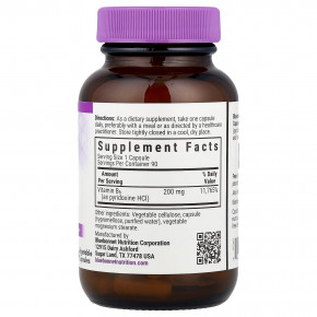 Bluebonnet Nutrition, витамин B6, 200 мг, 90 растительных капсул в Москве - eco-herb.ru | фото