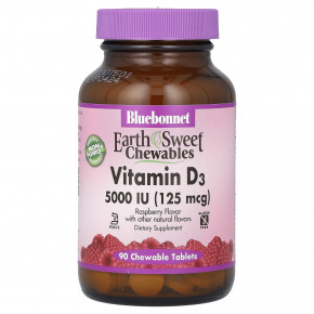 Bluebonnet Nutrition, витамин D3, малина, 5000 МЕ (125 мкг), 90 жевательных таблеток в Москве - eco-herb.ru | фото