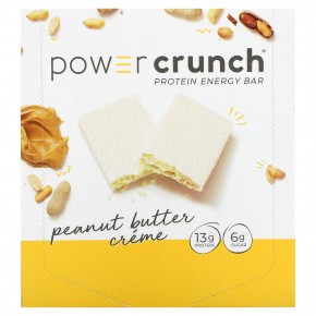 BNRG, Энергетический белковый батончик Power Crunch Original, крем с арахисовым маслом, 12 батончиков, вес каждого 40 г (1,4 унции) - описание