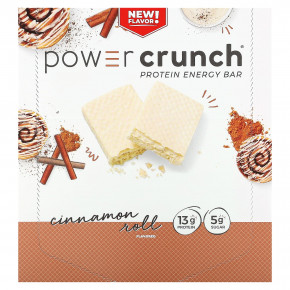 BNRG, Power Crunch®, протеиновый батончик, булочка с корицей, 12 батончиков по 40 г (1,4 унции) - описание | фото