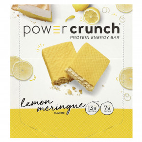 BNRG, Power Crunch®, протеиновый батончик, лимон и безе, 12 батончиков по 40 г (1,4 унции) - описание | фото