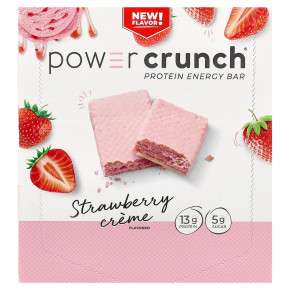 BNRG, Power Crunch®, протеиновый батончик, с клубничным кремом, 12 батончиков по 40 г (1,4 унции) - описание | фото