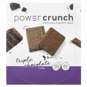 BNRG, Power Crunch®, протеиновый батончик, тройной шоколад, 12 батончиков по 40 г (1,4 унции) - описание | фото