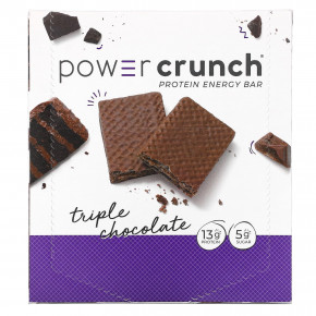 BNRG, Протеиновый энергетический батончик Power Crunch, оригинальная рецептура, тройной шоколад, 12 батончиков, 40 г (1,4 унции) каждый в Москве - eco-herb.ru | фото