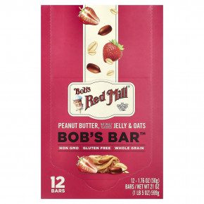 Bob's Red Mill, Bob's Bar™, арахисовая паста, желе и овсянка, 12 батончиков по 50 г (1,76 унции) - подробнее Bob's Red Mill, Bob's Bar™, арахисовая паста, желе и овсянка, 12 батончиков по 50 г (1,76 унции) - описание
