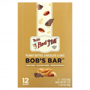 Bob's Red Mill, Bob's Bar™, арахисовая паста, шоколад и овсяные хлопья, 12 батончиков по 50 г (1,76 унции) - подробнее Bob's Red Mill, Bob's Bar™, арахисовая паста, шоколад и овсяные хлопья, 12 батончиков по 50 г (1,76 унции) - описание