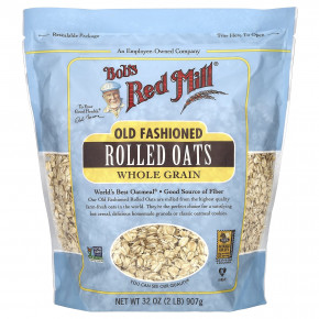 Bob's Red Mill, Old Fashioned Rolled Oats, цельнозерновые, 907 г (32 унции) - описание