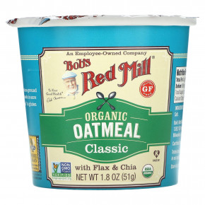 Bob's Red Mill, Органическая овсянка с семенами льна и чиа, 1,8 унц. (51 г) - описание | фото