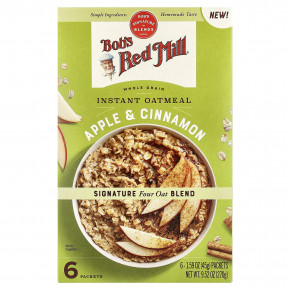 Bob's Red Mill, Овсянка быстрого приготовления, цельнозерновые, яблоко и корица, 6 пакетиков по 45 г (1,59 унции) в Москве - eco-herb.ru | фото