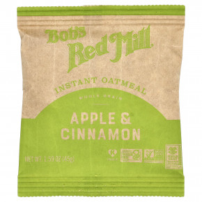 Bob's Red Mill, Овсянка быстрого приготовления, цельнозерновые, яблоко и корица, 6 пакетиков по 45 г (1,59 унции) в Москве - eco-herb.ru | фото