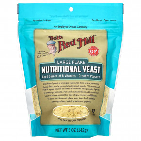 Bob's Red Mill, пищевые дрожжи в больших хлопьях, без глютена, 142 г (5 унций) - описание | фото