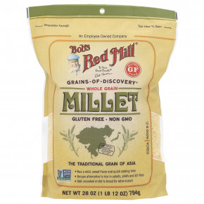 Bob's Red Mill, просо, цельнозерновой продукт, без глютена, 794 г (28 унций) - описание | фото