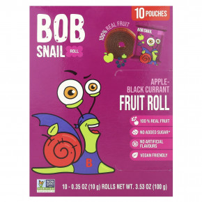 Bob Snail, Fruit Rolls, яблоко и черная смородина, 10 пакетиков по 10 г (0,35 унции) - описание