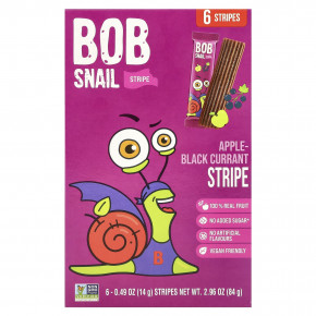 Bob Snail, Fruit Stripe, яблоко и черная смородина, 6 шт., 14 г (0,49 унции) в Москве - eco-herb.ru | фото