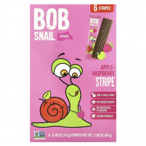 Bob Snail, Fruit Stripe, яблоко и малина, 6 шт., 14 г (0,49 унции) - описание