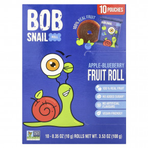 Bob Snail, фруктовые рулетики, яблоко и голубика, 10 рулетов по 10 г (0,35 унции) - описание | фото