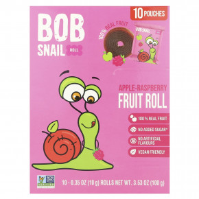 Bob Snail, Фруктовые рулеты, яблоко-малина, 10 пакетиков по 10 г (0,35 унции) - описание | фото