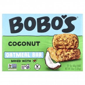 Bobo's Oat Bars, Кокосовые и овсяные батончики, 12 батончиков, 85 г (3 унции) - описание