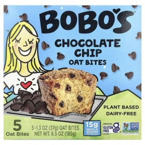 Bobo's Oat Bars, овсяные батончики, с шоколадной крошкой, 5 шт. по 37 г (1,3 унции) - описание