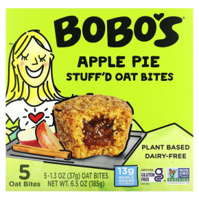 Bobo's Oat Bars, Овсяные кусочки с начинкой, яблочный пирог, 5 кусочков, по 37 г (1,3 унции) в Москве - eco-herb.ru | фото