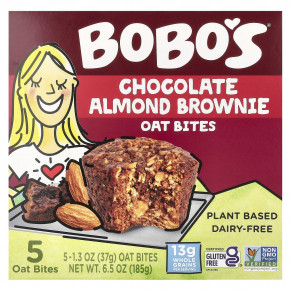 Bobo's Oat Bars, Овсяные кусочки с шоколадом и миндалем, 5 кусочков по 37 г (1,3 унции) в Москве - eco-herb.ru | фото