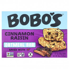 Bobo's Oat Bars, Овсяный батончик, корица и изюм, 12 батончиков по 85 г (3 унции) - описание