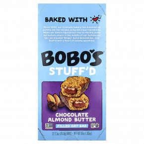 Bobo's Oat Bars, овсяный батончик с начинкой, шоколад и миндальная паста, 12 батончиков по 70,8 г (2,5 унции) - описание | фото