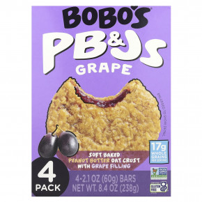 Bobo's Oat Bars, PB & Js, виноград, 4 батончика по 60 г (2,1 унции) в Москве - eco-herb.ru | изображение Bobo's Oat Bars, PB & Js, виноград, 4 батончика по 60 г (2,1 унции) в Москве - eco-herb.ru | фото