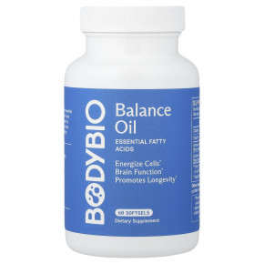 BodyBio, Balance Oil, незаменимые жирные кислоты, 60 капсул - описание