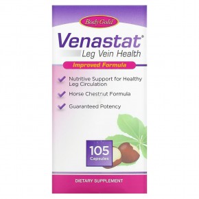 BodyGold, Venastat, средство для здоровья вен ног, 105 капсул - описание
