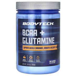 BodyTech, BCAA и глутамин в порошке, без вкусовых добавок, 409 г (14,4 унции) - описание | фото