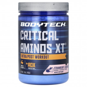 BodyTech, Critical Aminos XT, аминокислоты для приема после тренировки, со вкусом клубничного лимонада, 455 г (16 унций) - описание | фото