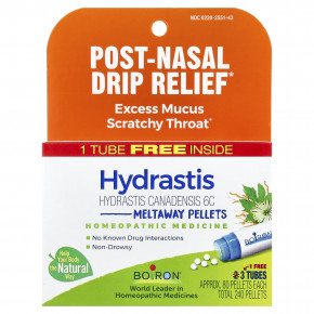 Boiron, Гранулы Hydrastis Meltaway, 3 тюбика, 80 гранул в каждом - описание | фото