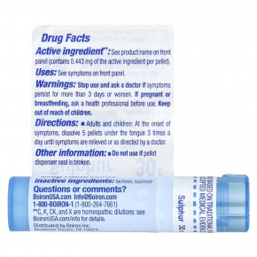 Boiron, Сера, 30C, для облегчения кожной сыпи, прибл. 80 гранул в Москве - eco-herb.ru | изображение Boiron, Сера, 30C, для облегчения кожной сыпи, прибл. 80 гранул в Москве - eco-herb.ru | фото